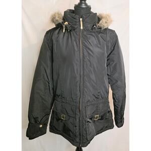 Obermeyer Vera Puffer Jacket Women's Size 10 Black w/Brown Faux Fur on Hood